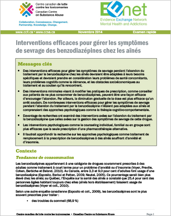 Interventions efficaces pour gérer les symptômes de sevrage des benzodiazépines chez les aînés (Examen rapide)