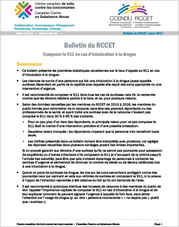 Composer le 911 en cas d’intoxication à la drogue (Bulletin du RCCET)