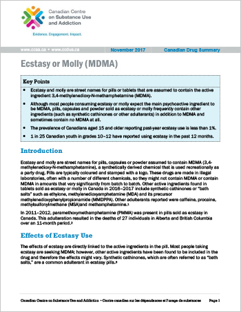 Ecstasy or Molly (MDMA) (Canadian Drug Summary)