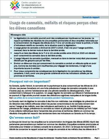 Usage de cannabis, méfaits et risques perçus chez les élèves canadiens (Survol du rapport)
