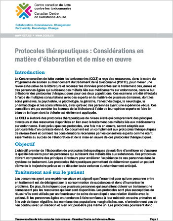 Protocoles thérapeutiques : Considérations en matière d’élaboration et de mise en œuvre