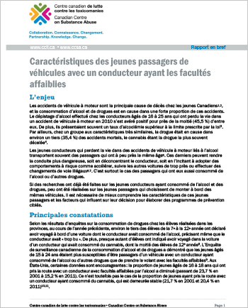 Caractéristiques des jeunes passagers de véhicules avec un conducteur ayant les facultés affaiblies (Rapport en bref)