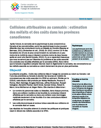 Collisions attribuables au cannabis : estimation des méfaits et des coûts dans les provinces canadiennes (Survol du rapport)