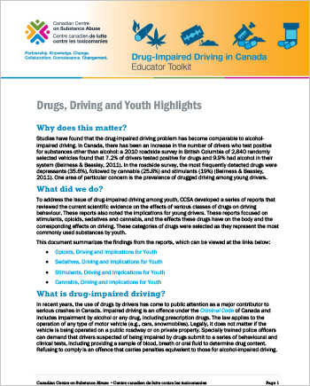 Drugs, Driving and Youth Highlights