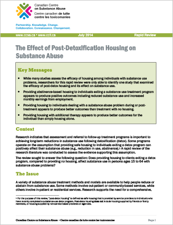 The Effect of Post-Detoxification Housing on Substance Abuse (Rapid Review)