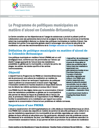 Le Programme de politiques municipales sur l’alcool en Colombie-Britannique