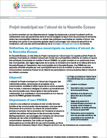 Projet municipal sur l’alcool de la Nouvelle-Écosse