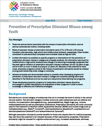 Prevention of Prescription Stimulant Misuse among Youth (Topic Summary)