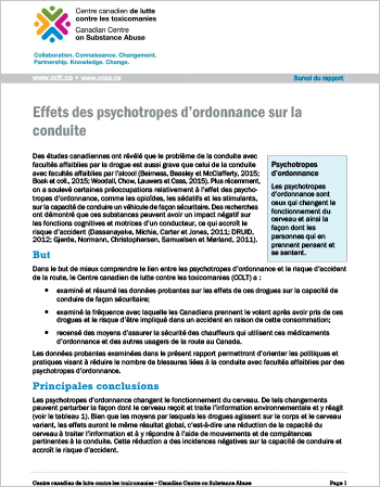 Effets des psychotropes d’ordonnance sur la conduite (Survol du rapport)