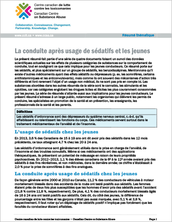 La conduite après usage de sédatifs et les jeunes (Résumé thématique)