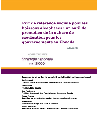 Prix de référence sociale pour les boissons alcoolisées : Un outil de promotion de la culture de modération pour les gouvernements au Canada