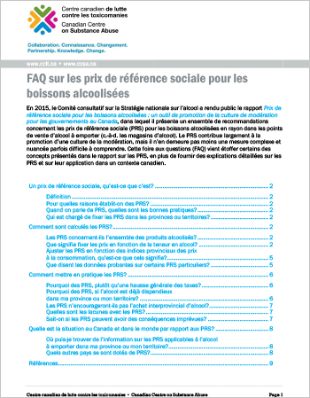 FAQ sur les prix de référence sociale pour les boissons alcoolisées