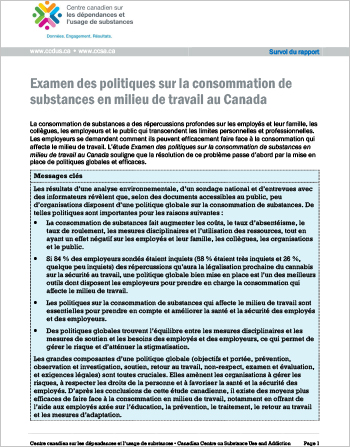 Examen des politiques sur la consommation de substances en milieu de travail au Canada (Survol du rapport)