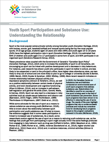 Youth Sport Participation and Substance Use: Understanding the Relationship