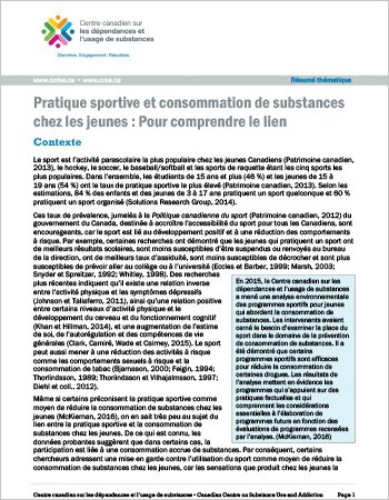 Pratique sportive et consommation de substances chez les jeunes : Pour comprendre le lien