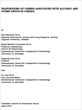 Proportions of Crimes Associated with Alcohol and other Drugs in Canada