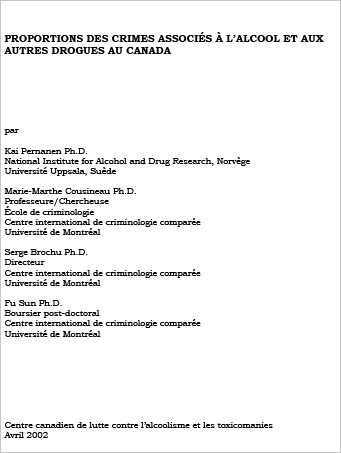 Proportions des crimes associés à l'alcool et aux autres drogues au Canada