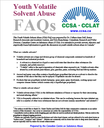 Youth Volatile Solvent Abuse FAQs