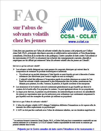 FAQ sur l’abus de solvants volatils chez les jeunes