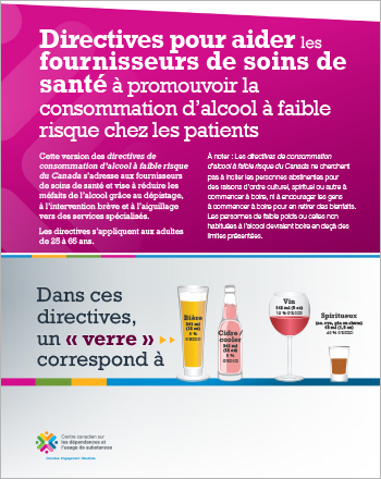 Directives pour aider les fournisseurs de soins de santé à promouvoir la consommation d'alcool à faible risque chez les patients