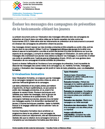 Évaluer les messages des campagnes de prévention de la toxicomanie ciblant les jeunes