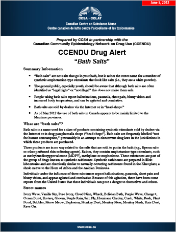 CCENDU Drug Alert: "Bath Salts" (June 5, 2012)
