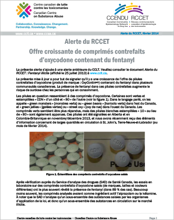 Offre croissante de comprimés contrefaits d’oxycodone contenant du fentanyl (Alerte du RCCET)