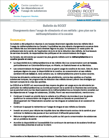 Bulletin du RCCET : Changements dans l’usage de stimulants et ses méfaits : gros plan sur la méthamphétamine et la cocaïne