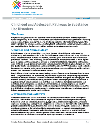 Childhood and Adolescent Pathways to Substance Use Disorders (Report in Short)