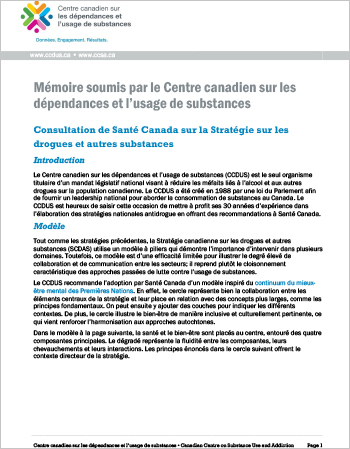 Consultation de Santé Canada sur la Stratégie sur les drogues et autres substances