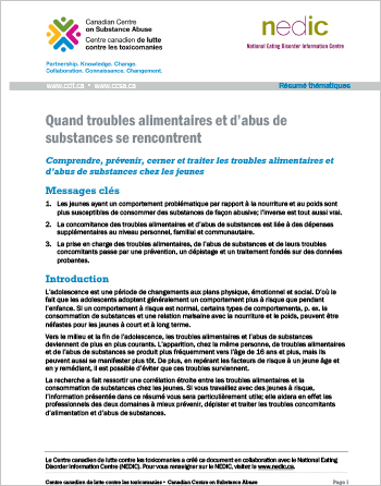 Quand troubles alimentaires et d’abus de substances se rencontrent (Résumé thématique)