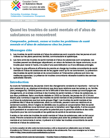 Quand les troubles de santé mentale et d’abus de substances se rencontrent (Résumé thématique)