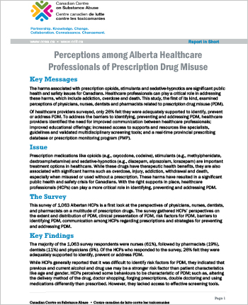 Perceptions among Alberta Healthcare Professionals of Prescription Drug Misuse (Report in Short)