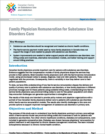 Family Physician Remuneration for Substance Use Disorders Care (Report at a Glance)