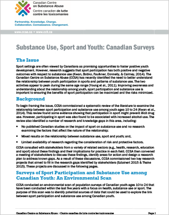 Substance Use, Sport and Youth: Canadian Surveys