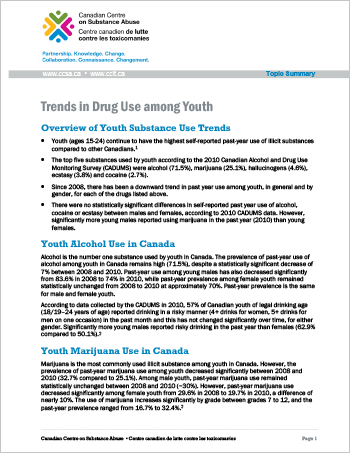 Trends in Drug Use Among Youth (Topic Summary)