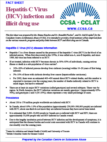 Hepatitis C Virus (HCV) Infection and Illicit Drug Use (Fact Sheet)