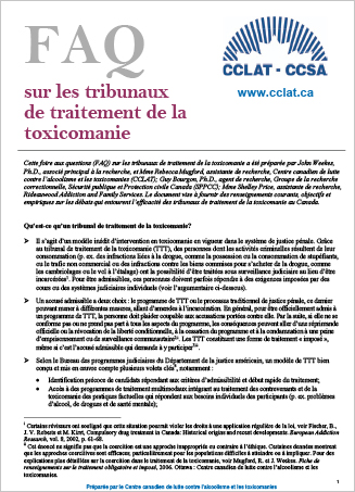 FAQ sur les tribunaux de traitement de la toxicomanie