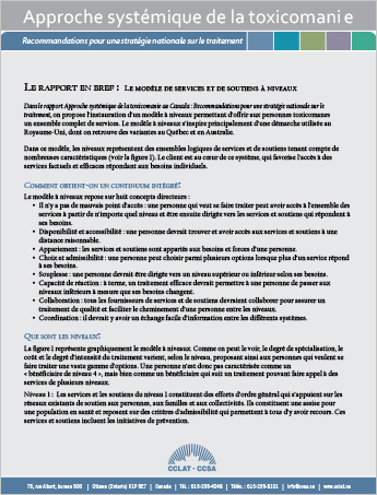 Le rapport en bref : Le modèle de services et de soutiens à niveaux