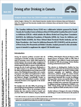 Driving after Drinking in Canada: Analysis Drawn from the 2004 Canadian Addiction Survey