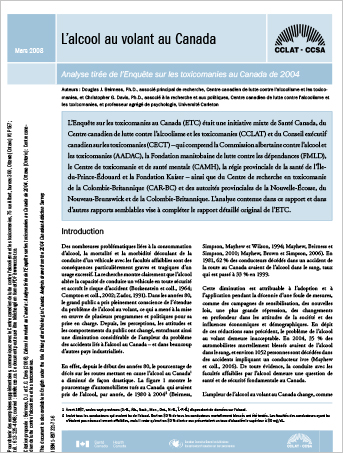 L'alcool au volant au Canada : Analyse tirée de l'Enquête sur les toxicomanies au Canada 2004