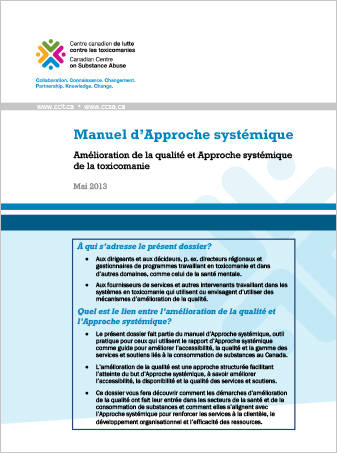 Manuel d’Approche systémique : Amélioration de la qualité et Approche systémique de la toxicomanie