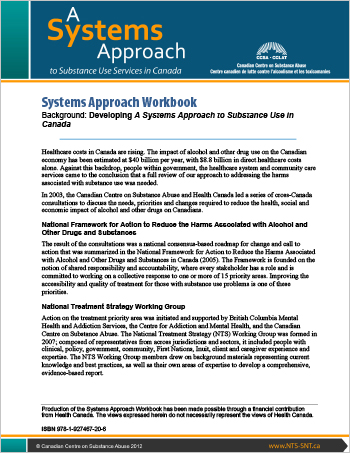 Systems Approach Workbook: Background: Developing A Systems Approach to Substance Use in Canada