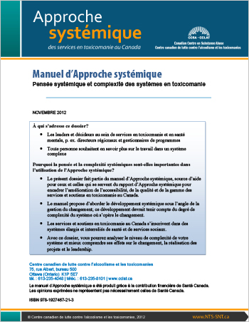 Manuel d’Approche systémique : Pensée systémique et complexité des systèmes en toxicomanie