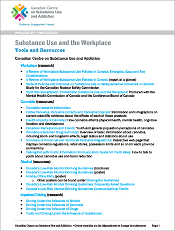 Substance Use and the Workplace: Tools and Resources