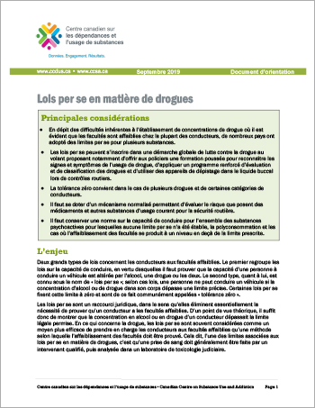 Lois per se en matière de drogues [Document dorientation]