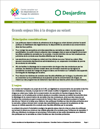 Grands enjeux liés à la drogue au volant [Document d'orientation]