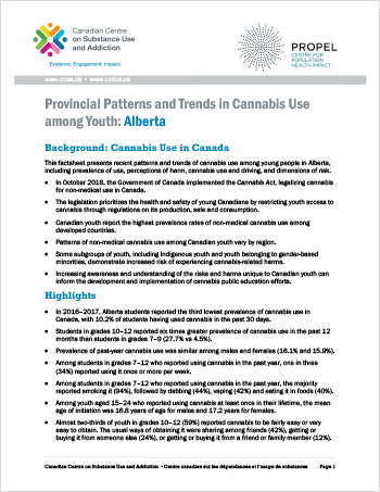 Provincial Patterns and Trends in Cannabis Use among Youth: Alberta