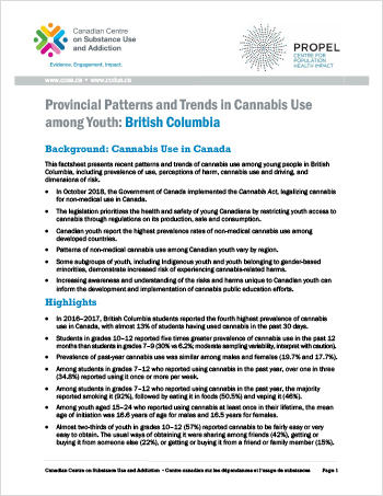Provincial Patterns and Trends in Cannabis Use among Youth: British Columbia
