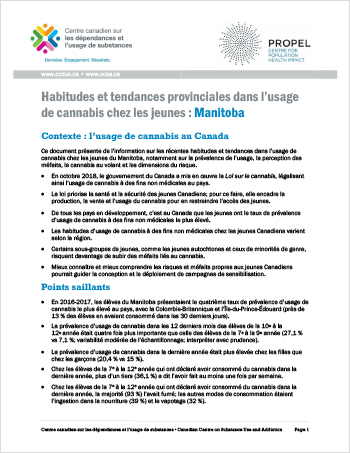 Habitudes et tendances provinciales dans l’usage de cannabis chez les jeunes : Manitoba